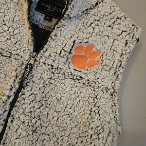 Boxercraft Womens Sherpa Fleece Clemson Paw Logo Zip Overgrait Vest Size XL